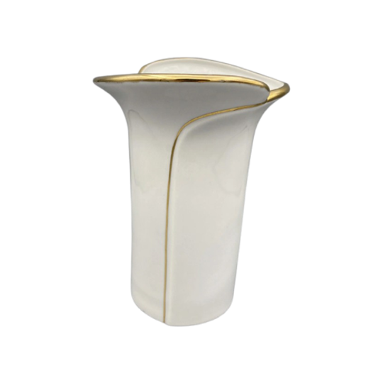 Fena White Pinstripe Gold Vase 1