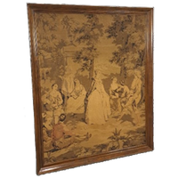 Vintage Doek Schilderij Met Houten Lijst, Wanddecoratie