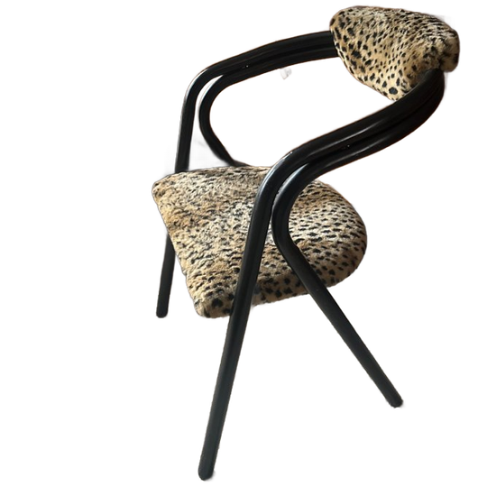 4 Vintage Eetkamerstoelen Met Panterprint 1