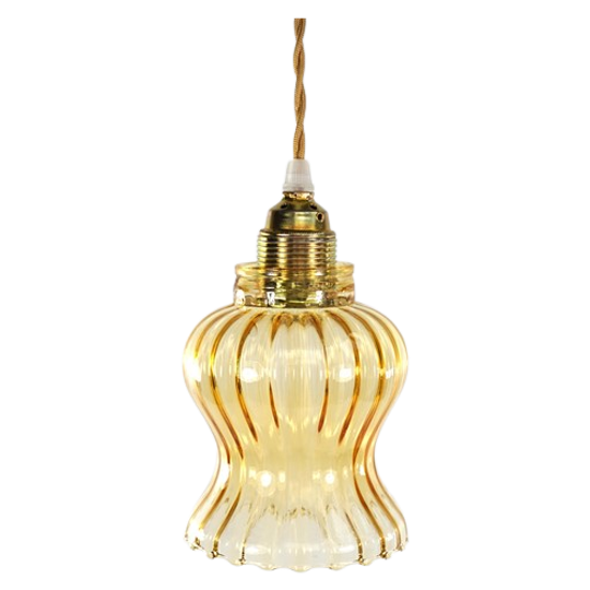 Vintage Glazen Lampenkap Tulp Amber 1