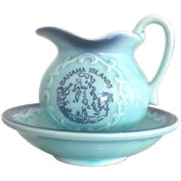 Prachtige Vintage Japanse Melkkannetje Met Schotel In Blauw Turquoise