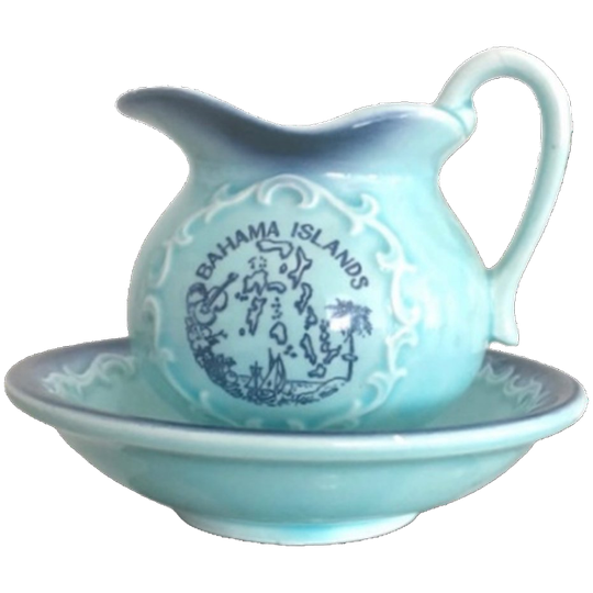Prachtige Vintage Japanse Melkkannetje Met Schotel In Blauw Turquoise 1