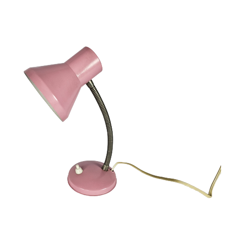 Tafellampje - Muurlampje - Roze - Flexibele Hals - Mid Century - 1960'S