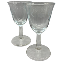 Set Vintage Gegraveerde Wijnglaasjes Klein 2 Stuks
