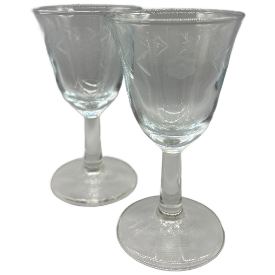 Set Vintage Gegraveerde Wijnglaasjes Klein 2 Stuks 1