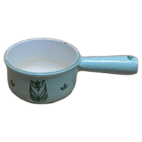 Vintage Dru Holland Geëmailleerde Gietijzeren Steelpan – Retro Verzamelobject Met Groen Tulpdecor