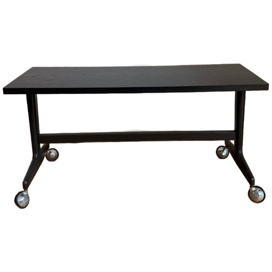 Vintage Salontafel Op Wieltjes - Industrieel Metalen Frame 1