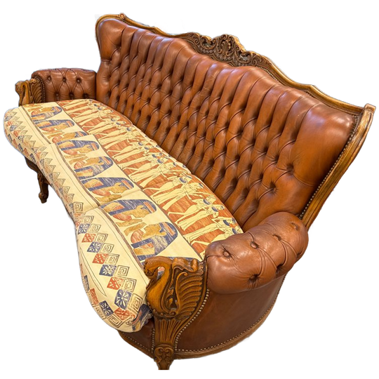 Bank Leer En Stof Met Zwanen 1