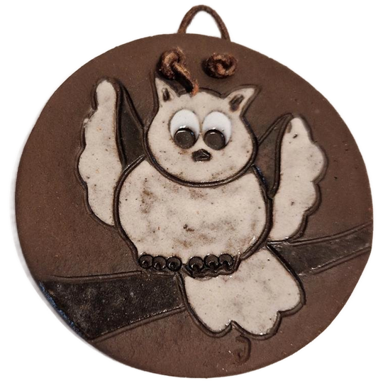 Vintage Wandbordje Uil Keramiek Birdje 1