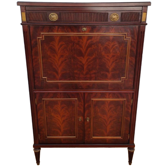 Vintage Secretaire Bureau Wandkast Empire-stijl Mahoniehout 1