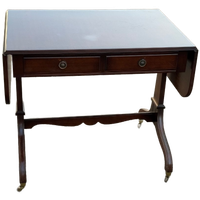 Mid-Century Feder Style Mahogany Drop Leaf Trestle Table