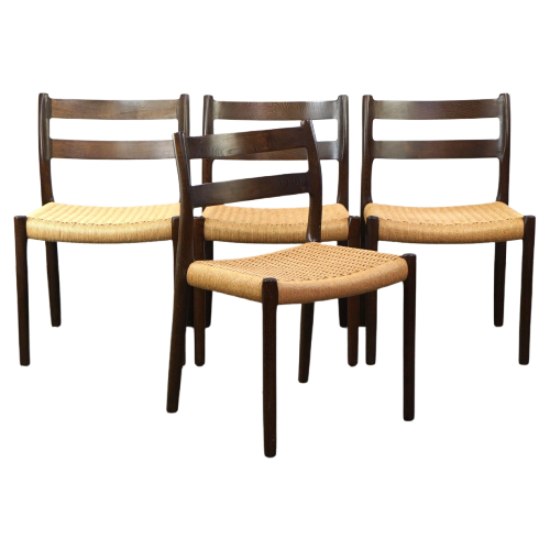 Set Van 4 Vintage Niels Otto Møller Deense Design Eetkamerstoelen Model Nr. 84