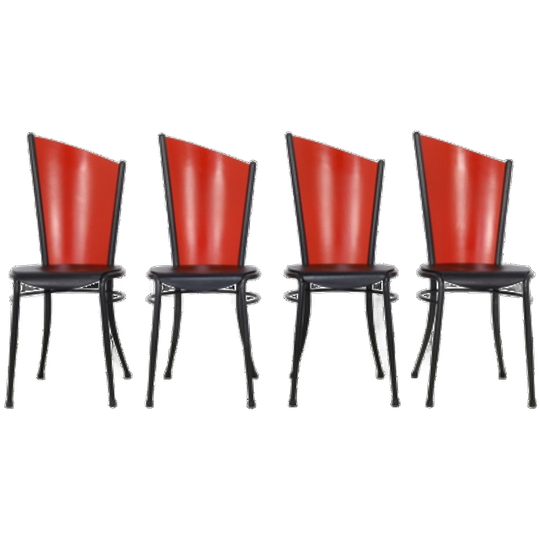 4x Postmoderne Eetkamerstoel In Memphis Style, 1980s 1