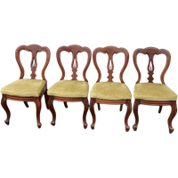 Set Van 4 Antieke Stevige Gestoffeerde Eetkamer Stoelen Prijs/Set