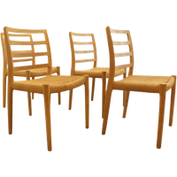 Set Van 4 Eiken Niels O Möller Stoelen Model 85 Papercord 'keldby' Vintage