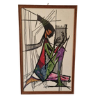 Vintage Borduur Werk Achter Glas Schilderij Jaren 70 thumbnail 1