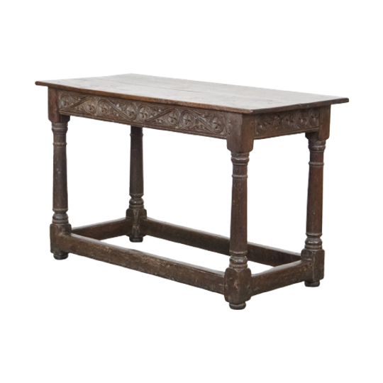 Antieke Engelse Side Table/haltafel Uit Begin 18e Eeuw Met Prachtige Details In Het Houtsnijwerk 1