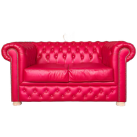 Brighton 2-zits Classic Chesterfield Bank – Rood, Leer