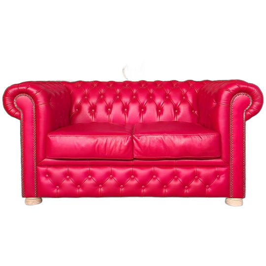 Brighton 2-zits Classic Chesterfield Bank – Rood, Leer 1