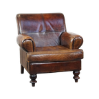 Grote In Goede Staat Verkerende Comfortabele Schapenleren Armchair Met Mooie Kleuren En Charmante thumbnail 1