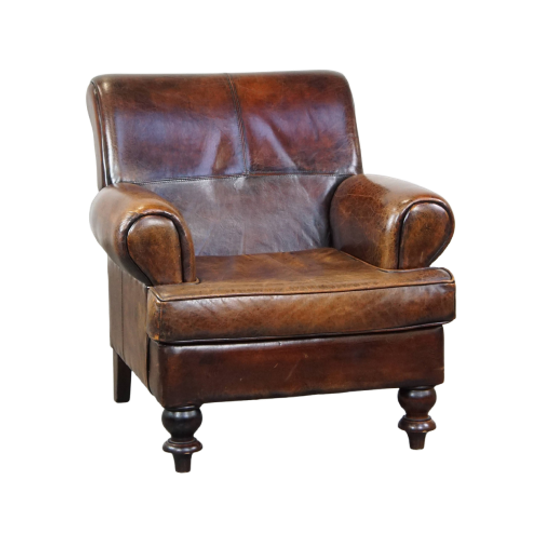 Grote In Goede Staat Verkerende Comfortabele Schapenleren Armchair Met Mooie Kleuren En Charmante 1