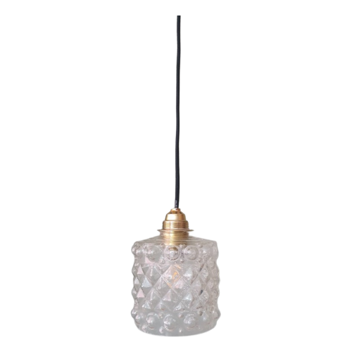 Mooie Franse Hanglamp In Een Prachtige 'Bubble Design' En Met Ketting Met Messing Delen.