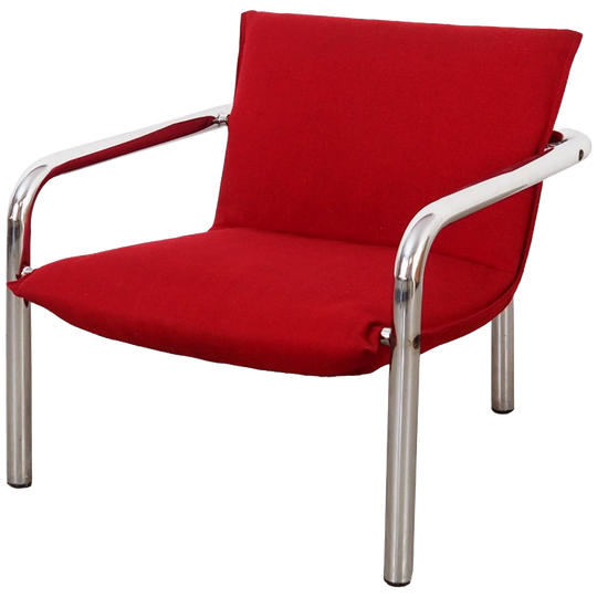 Rode fauteuil, Italiaans design, jaren 70, gemaakt in Italië 1