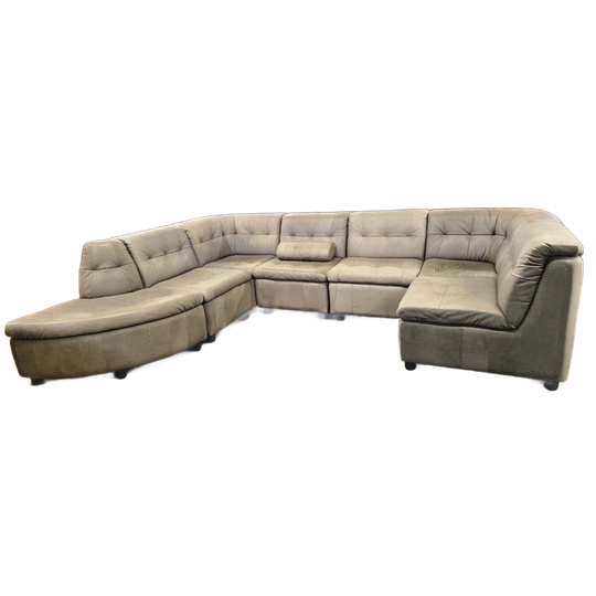 Vintage 7 Delige Modulaire Lederen Zetel / Hoeksalon 1