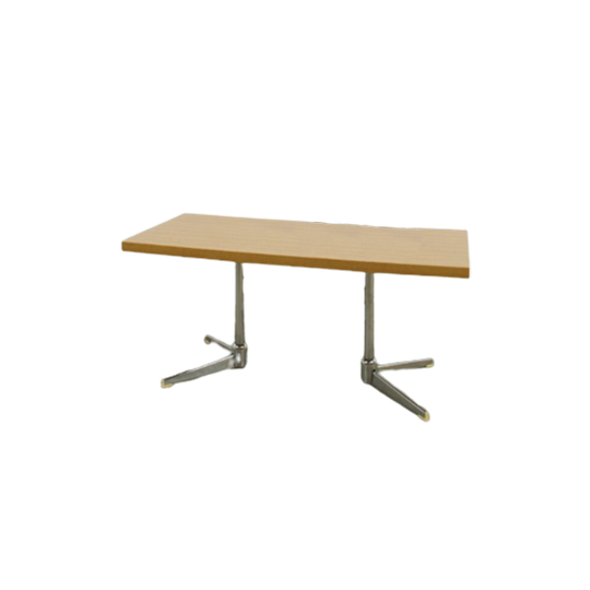 Vintage Fineer Salontafel Met Chromen Onderstel 1