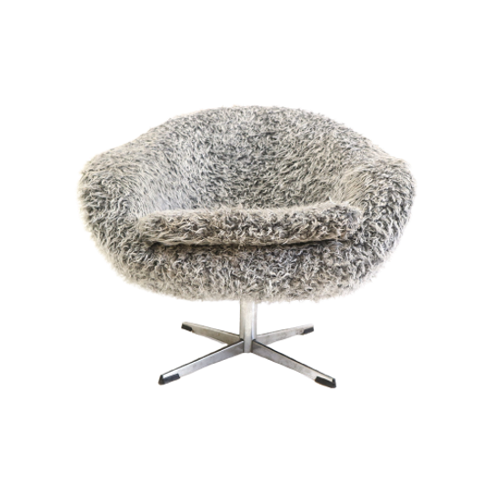 Grijze Draaifauteuil Met Metalen Sterpoot Gemaakt In De Jaren ’70 1