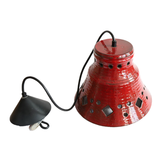 Grote Herda Vintage Hanglamp Keramiek Rood, Jaren '60/'70 1