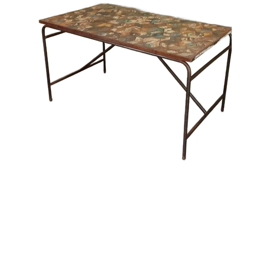 Gerecycled Hout En Metaal Eettafel, Tafel, 141 X 81 Cm 1
