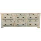 Unieke Brocante Toonbankkast – 12 Lades – Lichtblauw/wit/hout – Opgeknapt thumbnail 1