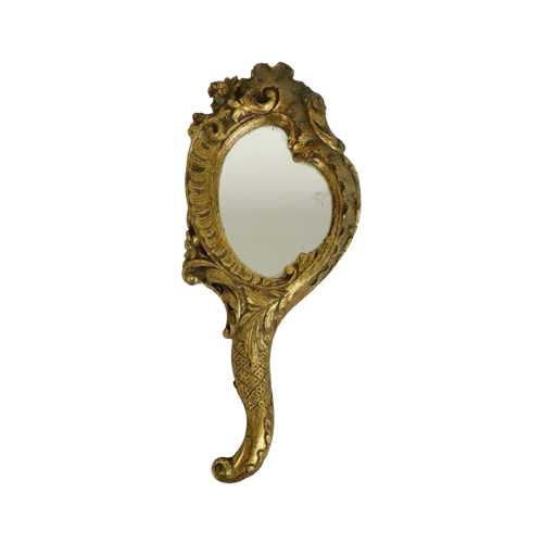 Oude Gouden Handspiegel Make Up Spiegel Klassiek Barok Stijl