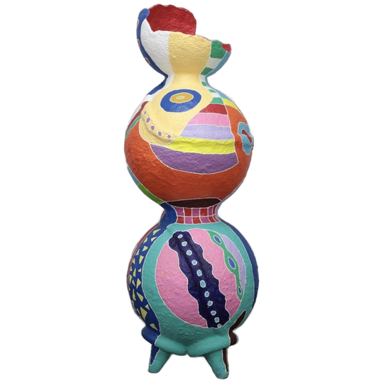 Vibrant Contemporary Standing Sculpture In Papier-mâché 1
