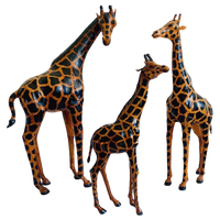 Set Mid-century Handgeschilderde Lederen Giraffen Xl 1970’s