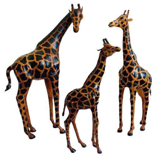 Set Mid-Century Handgeschilderde Lederen Giraffen Xl 1970’S