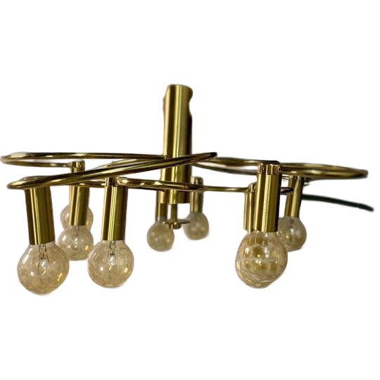 Vintage 'gouden' Luster / Hanglamp In Sciolari Stijl 1