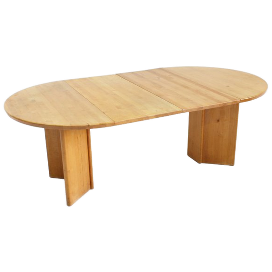 Vintage Deense Ronde Uitschuifbare Eettafel Tafel Massief Hout 1