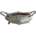 Prachtige Metalen Jardiniere, Verzilverd? Metalen Binnenbak thumbnail 1