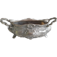 Prachtige Metalen Jardiniere, Verzilverd? Metalen Binnenbak