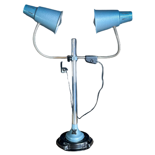 Twee Koppige Industriële Bureaulamp – Jaren 70 1