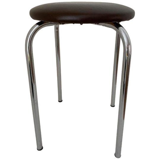 Vintage Bruine Kruk Met Chromen Frame, Jaren '70 1