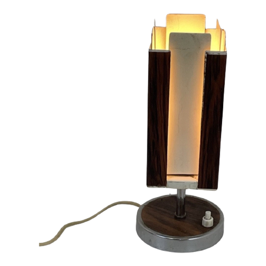 Phillips - Mcm - Table Lamp With Wood Veneer - Rotatable Inside 1