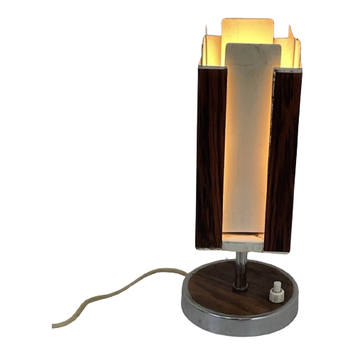 Phillips - Mcm - Table Lamp With Wood Veneer - Rotatable Inside