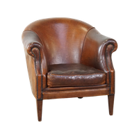 Stoere Maar Comfortabele Vintage Clubfauteuil Gemaakt Van Schapenleer