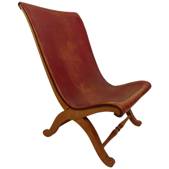 Slipper Chair Van Rood Leer Van Pierre Lottier Voor Valenti 1