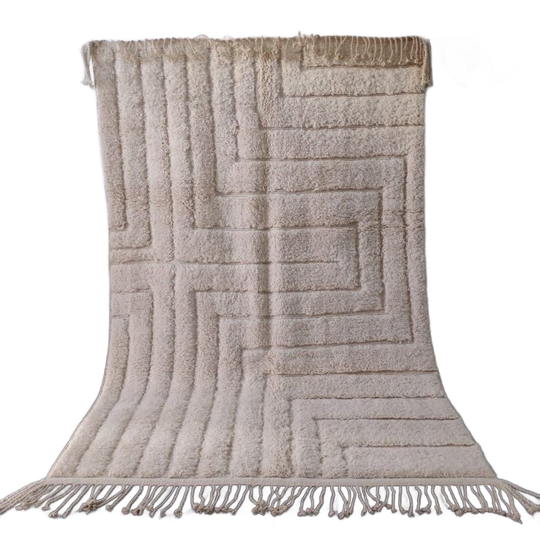 Large Sculpted Beni Ourain Rug With Labyrinth Design 300x200 Cm 1