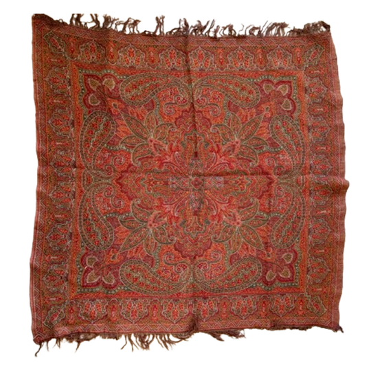 Vintage Antieke Rode Paisley Doek 1