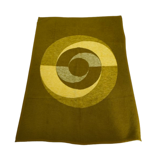 Retro Deken Bruin Geel Met Cirkel Motief (2 Zijdig) 1